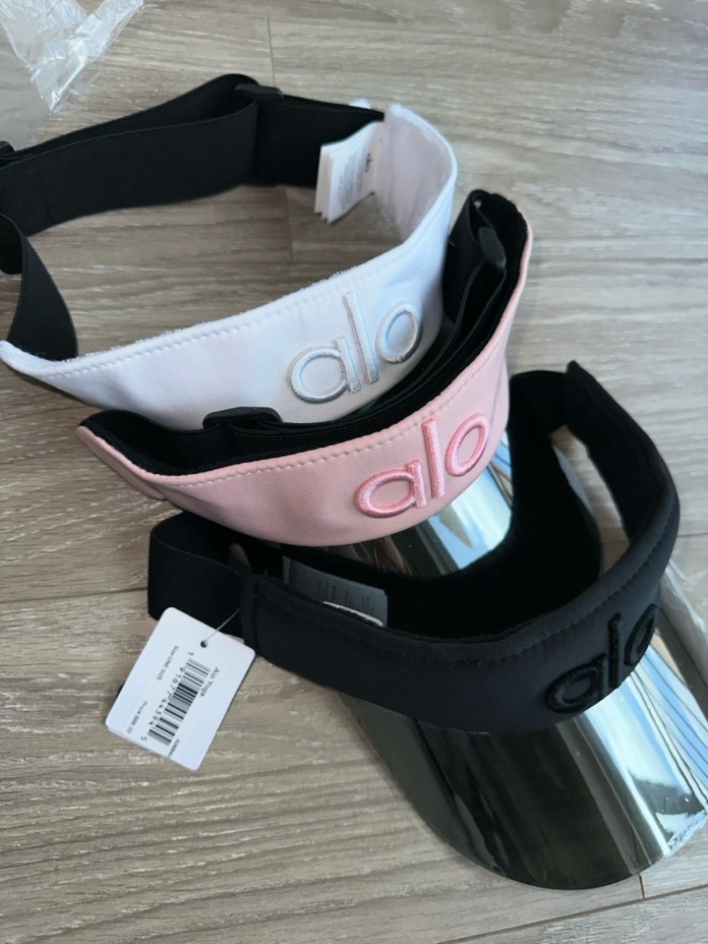 ALO Yoga Black Visor with Pink Trim and Clear Shield